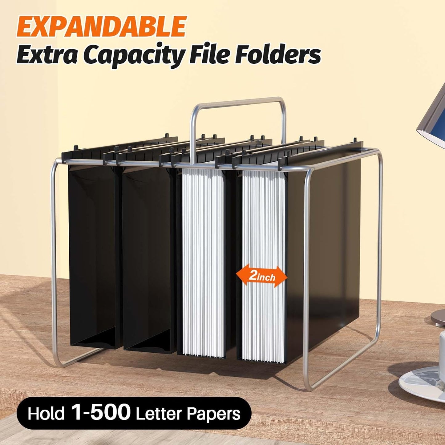 Shutex Extra Capacity Plastic Hanging File Folders,12 Pack Reinforced Hang Folders,Heavy Duty 2 Inch Expansion,Plastic Filing Cabinet Folders,Letter Size,Designed for Bulk Files, Medical Charts,Blue