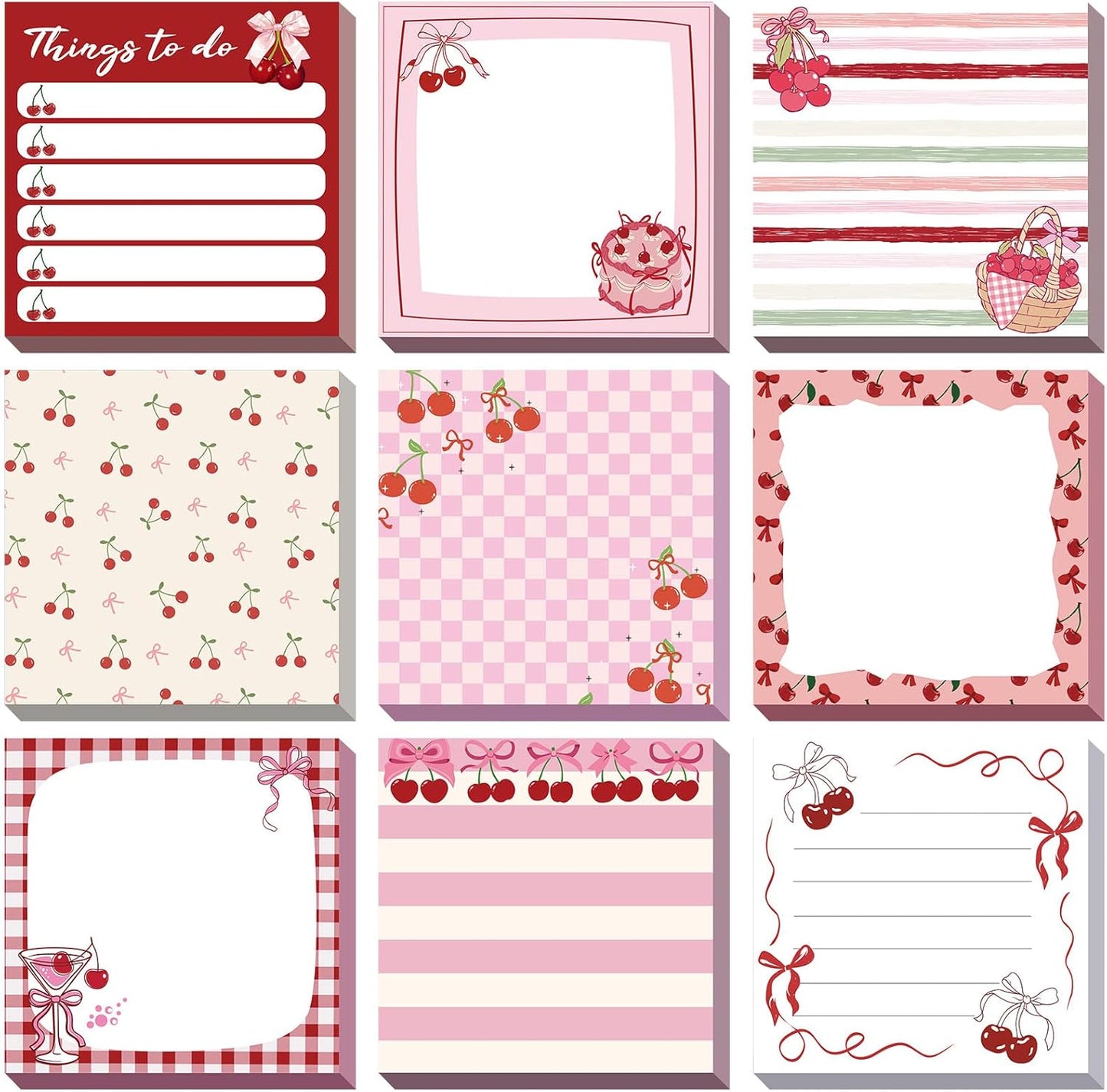 9 Pads Wildflower Sticky Notes 3x3 Inch Cute Self Stick Notepads Notes Adhesive Memo Pad Office Decor Gifts for Students School Teacher Meeting Office Supplies