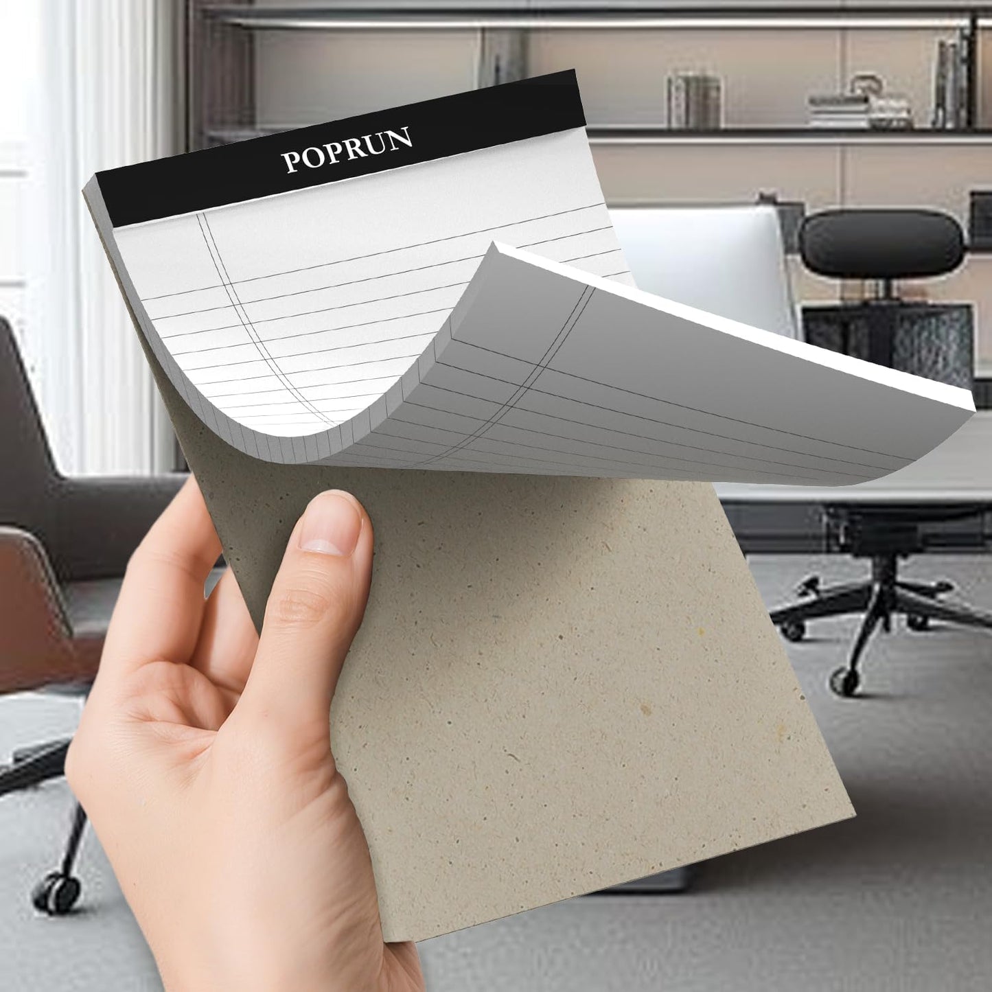 POPRUN White Legal Pads 8.5 x 11.75 Wide Ruled, 100GSM Writing Paper Pad, Bulk Lined Notepad Notebooks for Work School, Classroom Office Supplies, 3 Pack