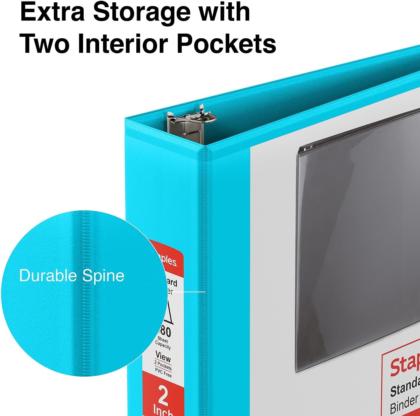 Staples Standard 2-Inch 3-Ring View Binder, Holds Up to 450 Sheets, Orange, Durable Binder for Office & School