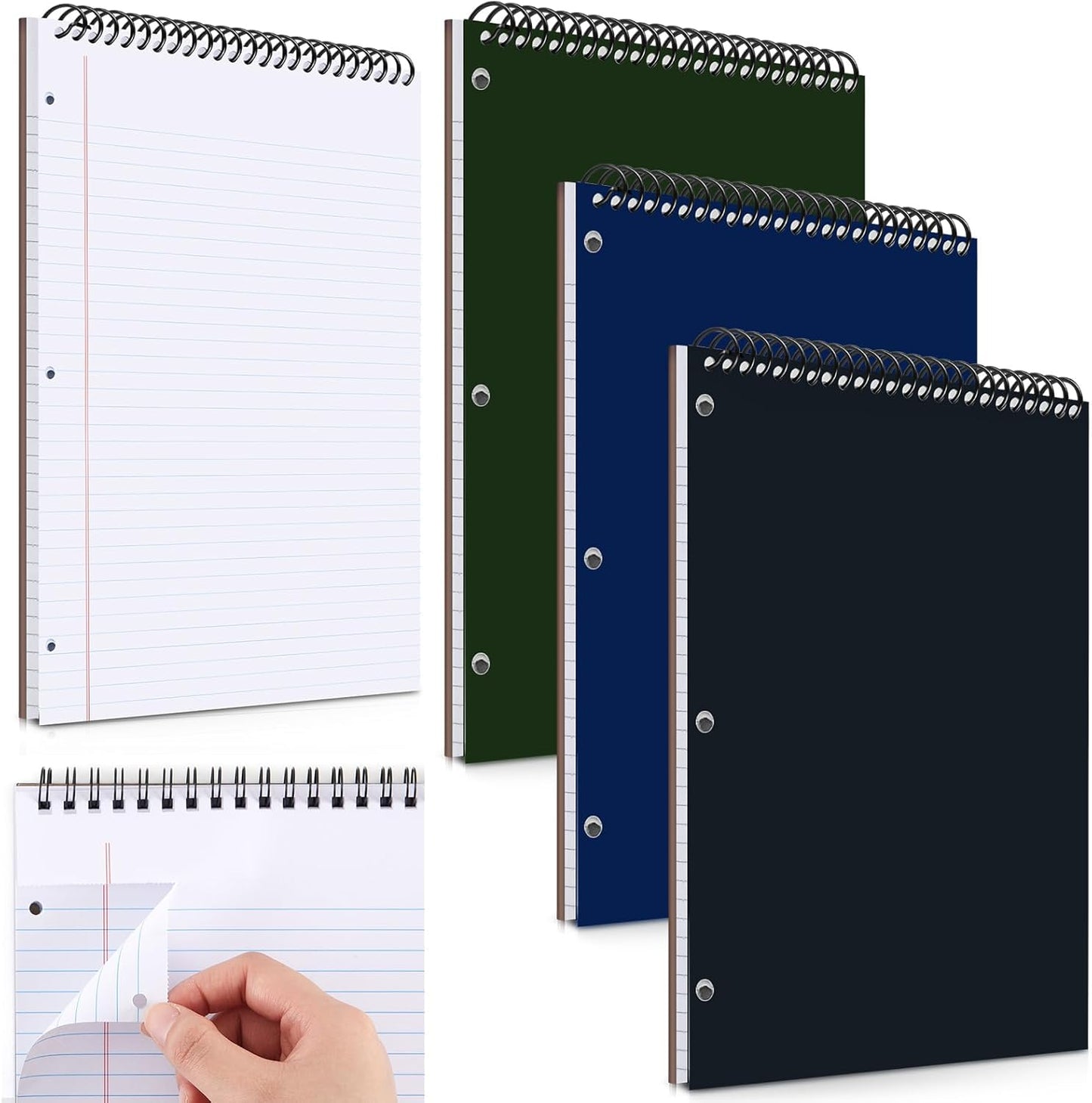 MotiMind 10 Pack 8.5" x 11" Top Spiral Notebook with 3 Hole Punched Morandi Colors Legal Pads College Ruled Notepad 50 Sheets Hard Cardboard Paper Wirebound Notepad for Office School Business