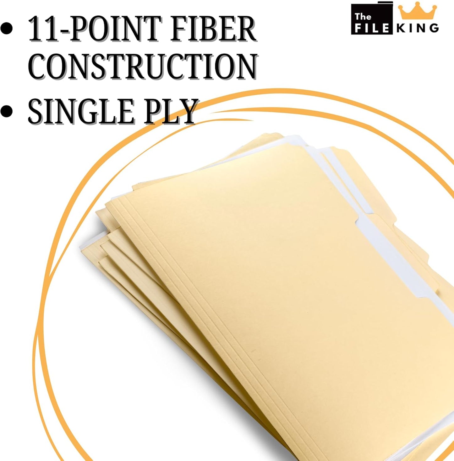The File King 1/3 Cut File Folders Letter Size - 100 Pack | Manilla Folders 8.5 x 11 | Assorted 3 Tabs | Heavy Duty 11-Point Fiber | Made in USA | Undercut Front Style | Easy Labeling & Organization