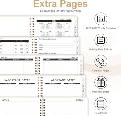 Planner 2026-2027, Weekly and Monthly Academic Year Calendar Planner, July 2026 - June 2027, Daily Agenda Book for Office School Supplies, A5(6.3'' x 8.5'')