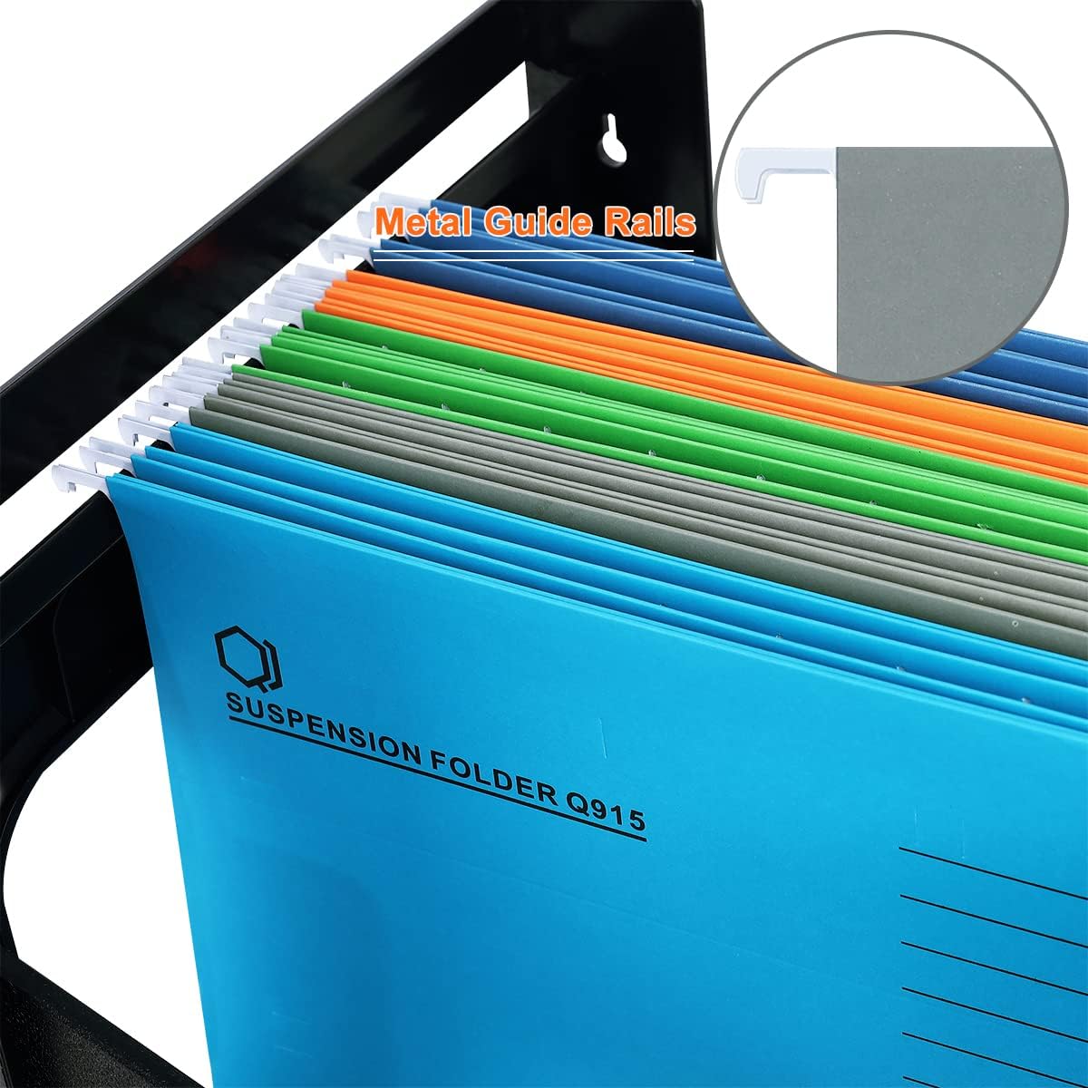 A4 Hanging File Folders, 25 Pcs Recycled Card File Folders for Filing Cabinet with Tabs and Card Inserts, Hanging Files Storage Folders for Office and School, Gray