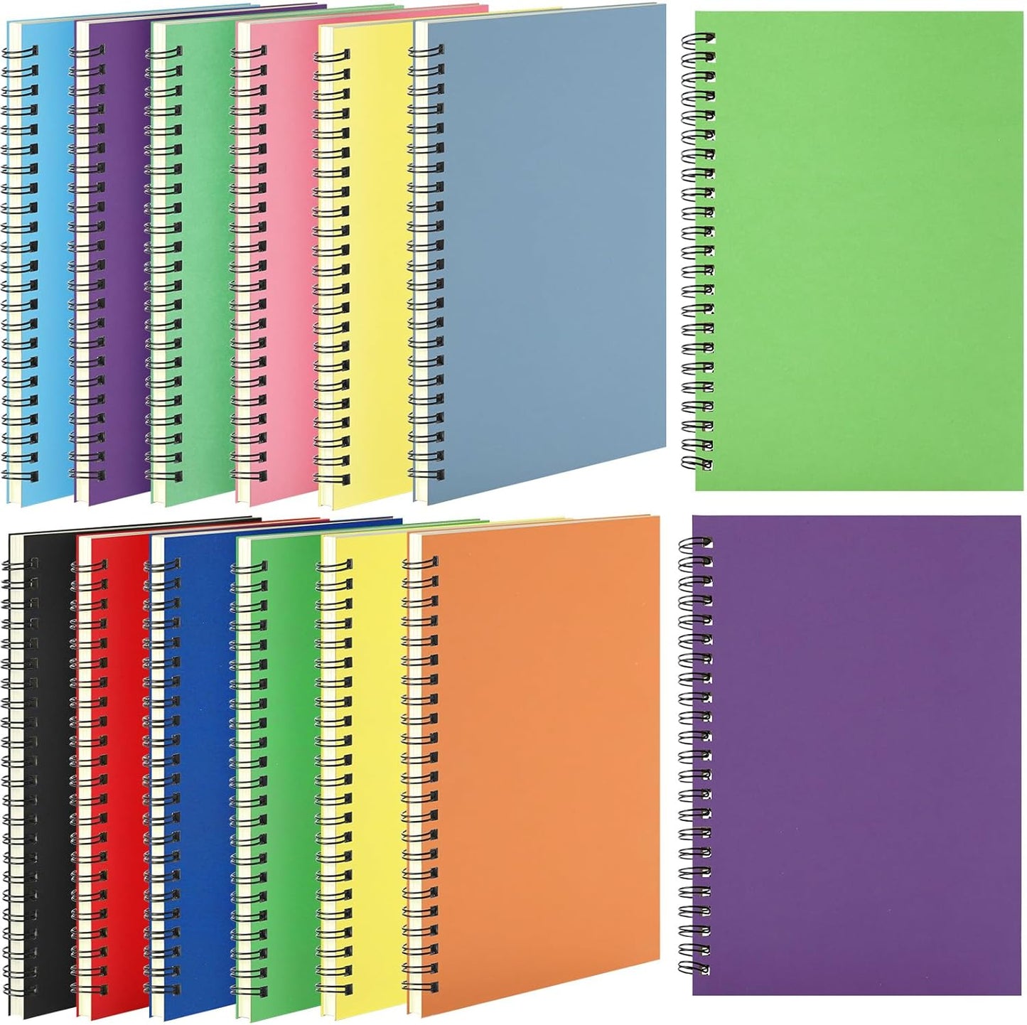 Leelosp 12 Pack Small Spiral Notebook Lined Spiral Journal College Ruled Notebook Wire Bound Kraft Cover, 120 Pages for Work (Multicolor,5.5 x 8.3 Inch)