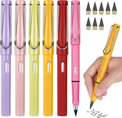Ainiv Inkless Pencil with Eraser - 5 Sets Infinity Pencil, Reusable with Extra 5 Eraser & 5 Replaceable Nibs for Home, Office & School Writing, Drawing