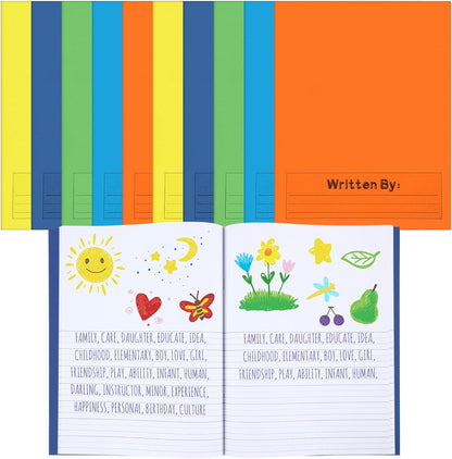 Henoyso 12 Pcs Primary Composition Notebook K-2 Primary Journal, Notebook for Kids Supplies, Bulk Blank Writing Book for Kid to Write Draw Journal 60 Page (9.8″ X 7.5″,Light Color)