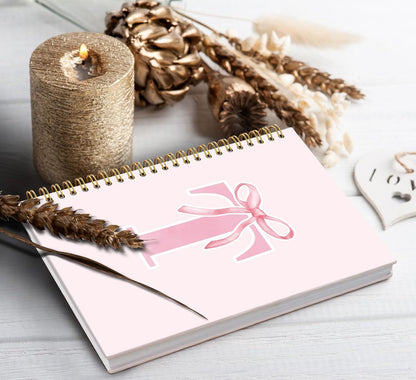 Blue Bow Journal Notebook for Girls,Initial H Journals Personalized Diary Gifts for Teen Girl Kids,Monogrammed Gifts for Women,Trendy Coquette Cute Hardcover Spiral Notebook 5.5 x 8.3 - Colors A