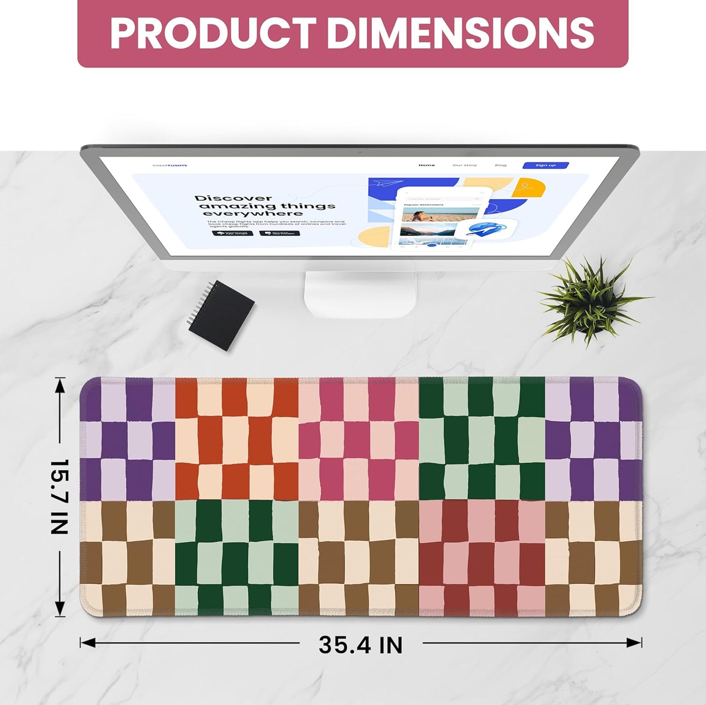Large Mouse Pad for Desktop, Cute Desk Mat Pad Protector for Work & Gaming, Aesthetic Pretty Anti-Slip Laptop Blotter Cover for Office School Home Supplies, Wildflowers, 31.5" x 11.8"