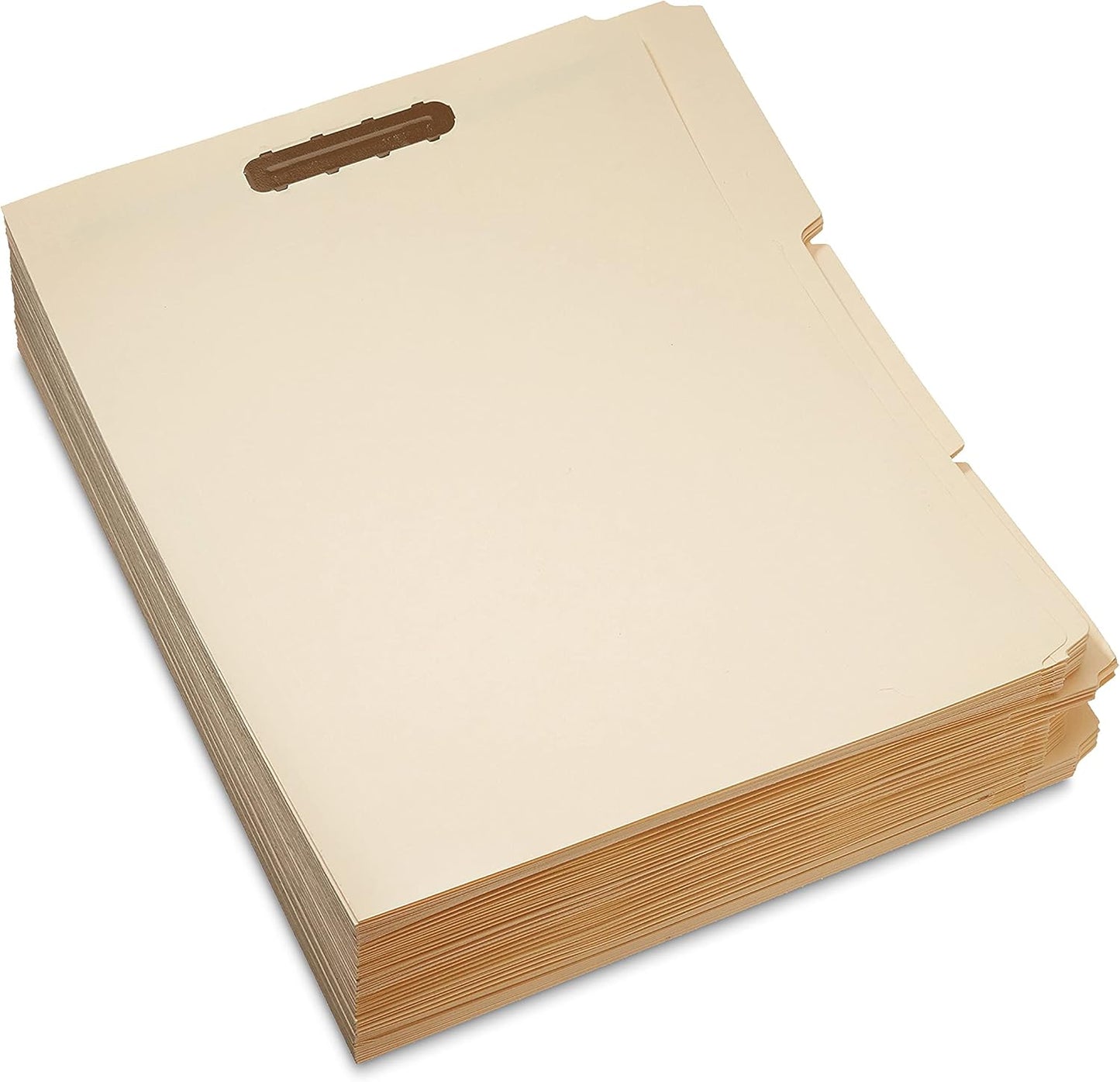 Amazon Basics Manila File Folders with Fasteners, 1/3 Cut Reinforced Tab, Letter Size, Expandable, Document Organizer, Beige, 50-Pack