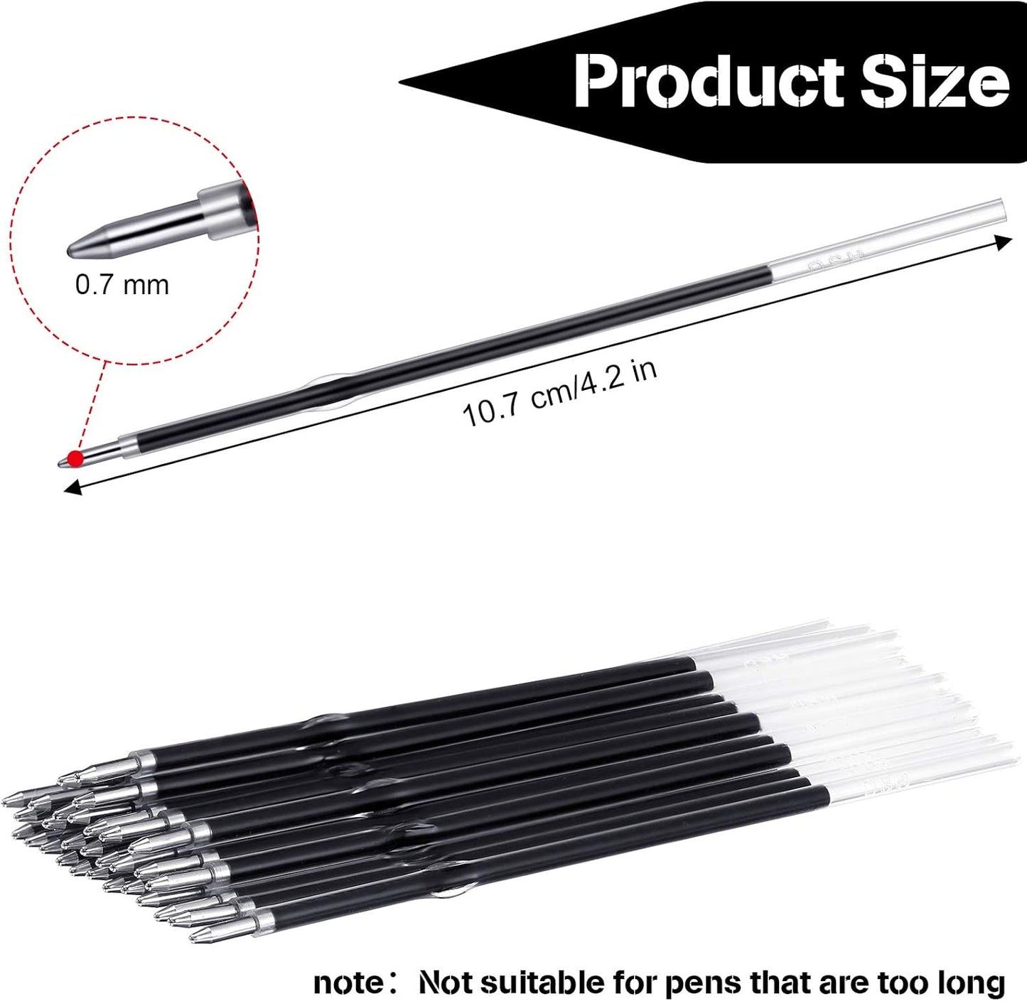 30 Pieces Ink Pen, Ballpoint Pen Refills Replacement Ballpoint Black for Retractable Pens Office College School Supplies (Blue,0.7 mm)