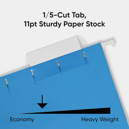 Smead Standard Hanging File Folders, 25 Count, Assorted Primaries, 1/5-Cut Adjustable Tabs, Letter Size (64059)