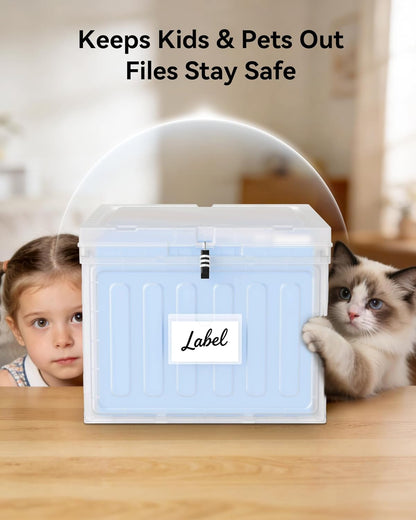 Oterri Plastic File Box with Lid for Letter Size Hanging File Folders, Hanging File Folder Box for Home, Office, School, File Cabinet, Assembly File Organizer, Pink，Large-1 Pack Without Folders