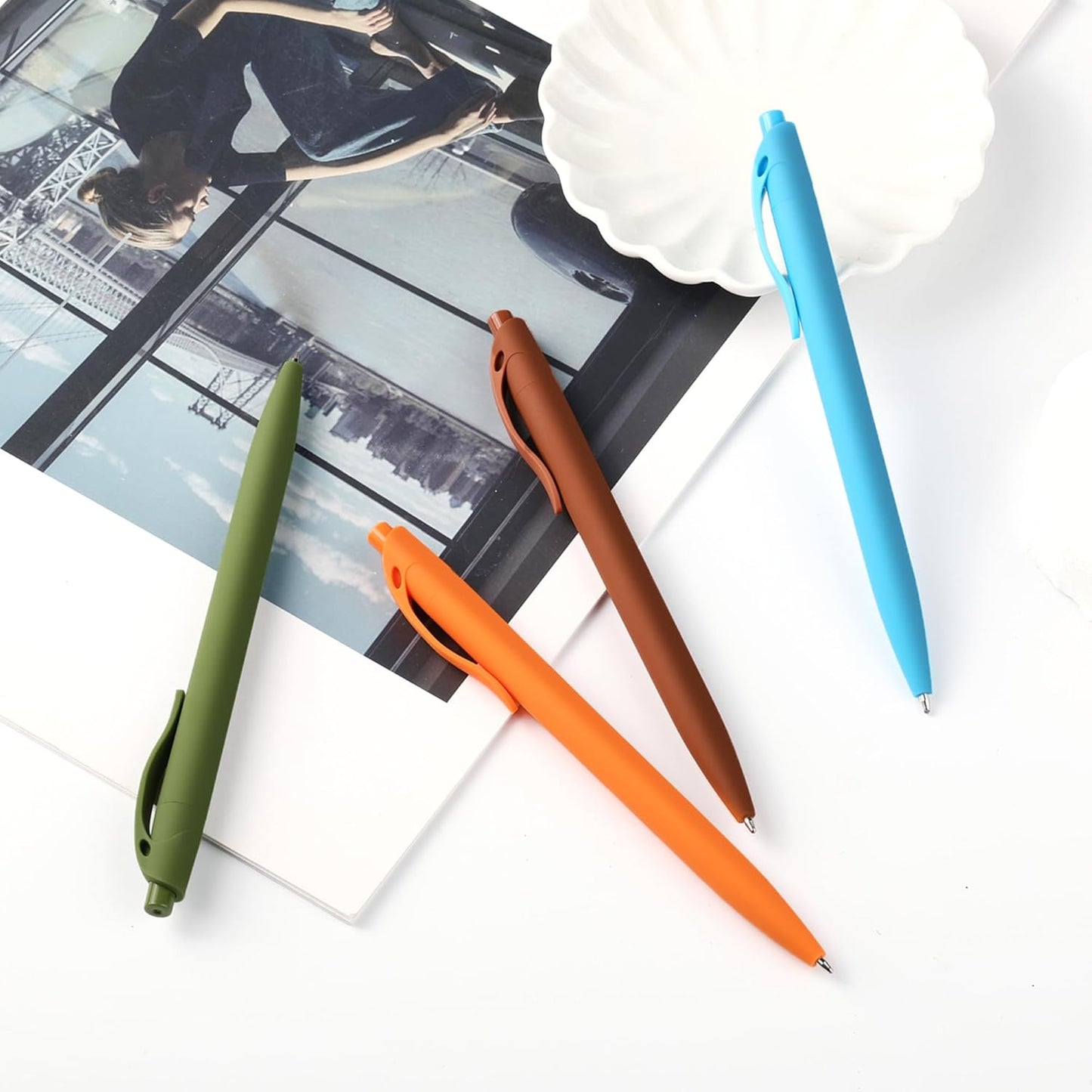 deegtran Pens Bulk, 50 Pack No Bleed Click Pens, Wholesale Retractable Ballpoint Pens, Pen Medium Point, Smooth Ink Pen, 1.0MM Blue Ink