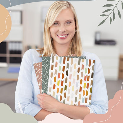 Qeeenar 30 Pcs Boho Hanging File Folders 9.5 x 11.5 in Decorative Cute Hanging Letter Size File Folder with Adjustable Tabs Back to School Gift for Office Home Supplies, 6 Designs(Classic)