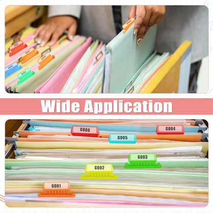 200 Pcs Hanging File Folder Tabs and 200 Pcs 2 Inch Inserts Labels, Plastic File Folder Tabs for Hanging Folders Files (Transparent)