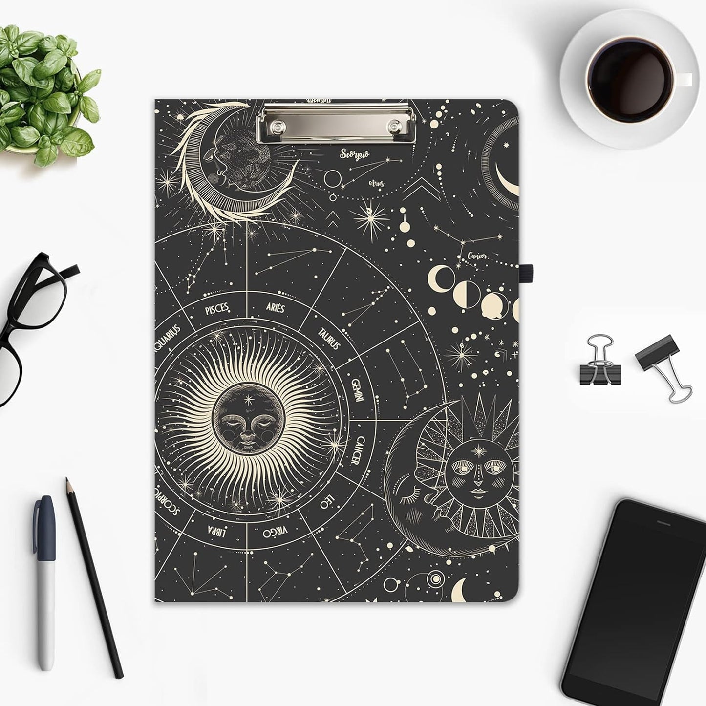 Hongri Clipboard Folio with Refillable Lined Notepad and Interior Storage Pocket for Students, Classroom, Office, Women, Man, Cute Custom Pattern, Size 12.8 x 9.2 in, Classic Flower