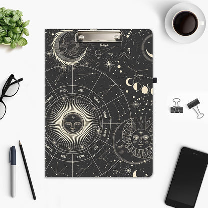 Hongri Clipboard Folio with Refillable Lined Notepad and Interior Storage Pocket for Students, Classroom, Office, Women, Man, Cute Custom Pattern, Size 12.8 x 9.2 in, Classic Flower
