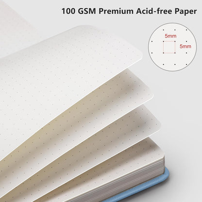 RETTACY Graph Grid Paper Notebook, 192 Pages, A5 Medium Size (5.7'' x 8.3''), 5 Squares per Inch, Leather Hardcover, 100 GSM Thick Paper, for School, Students, Math, Engineering (Brown)