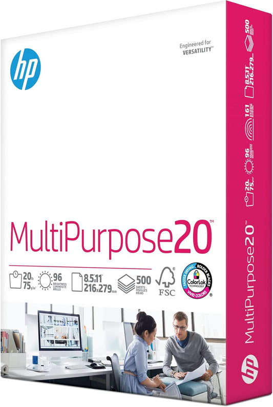 HP Printer Paper | 8.5 x 11 Paper | MultiPurpose 20 lb | 3 Ream Case - 1500 Sheets | 96 Bright | Made in USA - FSC Certified | 112530C