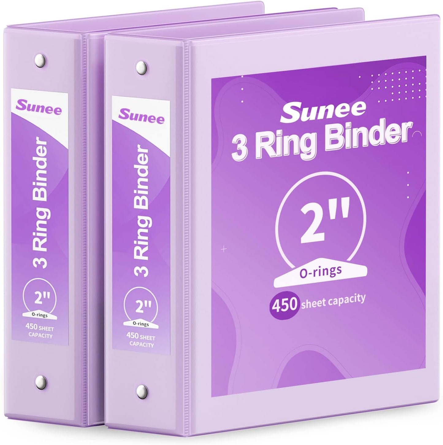 SUNEE 3 Ring Binder 3 Inch 2 Pack, Clear View Binder Three Ring PVC-Free (Fit 8.5x11 Inches) for School or Office Supplies, Pink