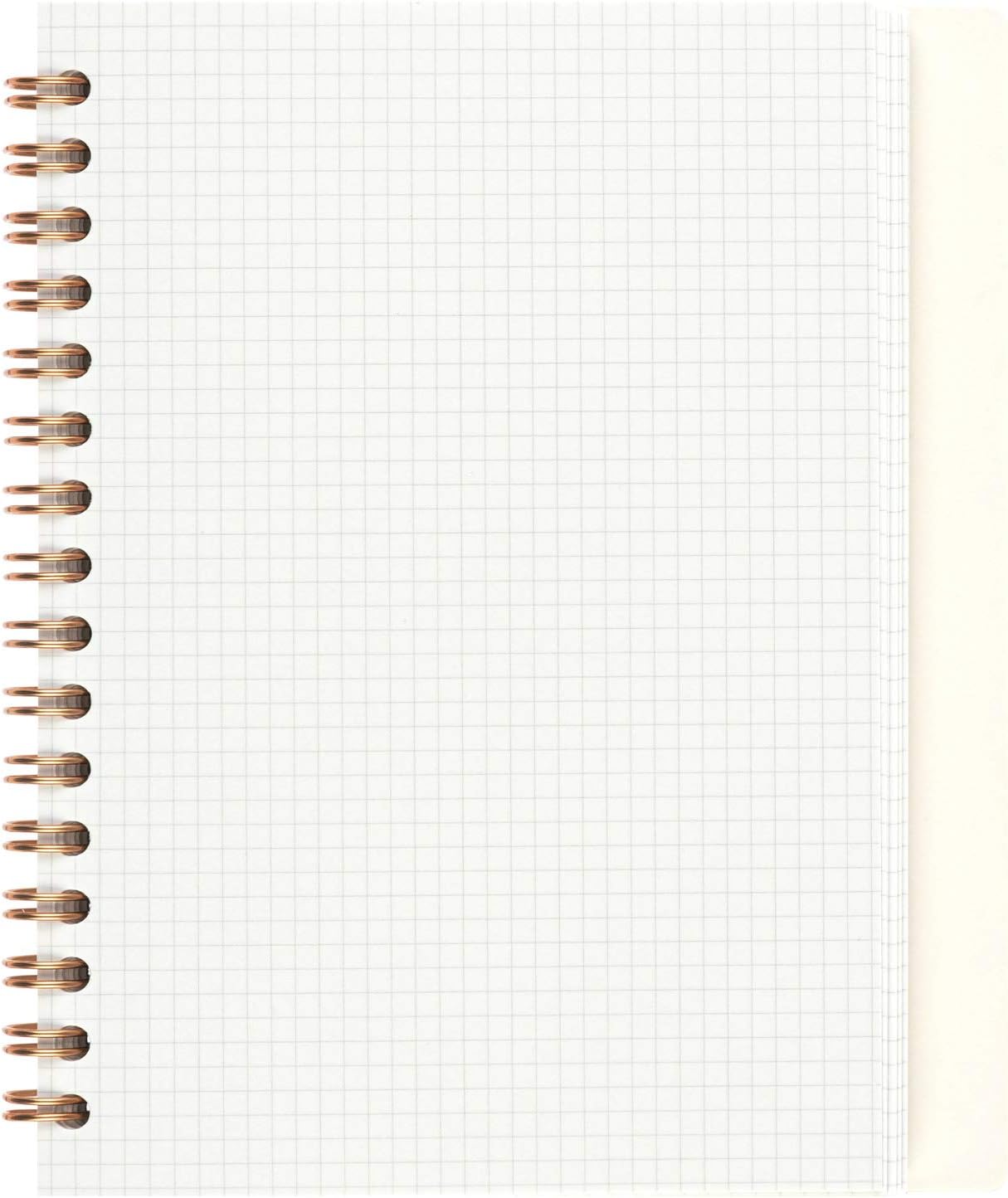 Maruman Septcouleur Grid Notebook- A5, 8.35" x 6.22", 100 Sheets / 200 Pages, 3mm Graph Paper Journal, Durable Rose Gold Wire-bound Spiral, Water Resistant Cover, Spicy Coral Pink, Made in Japan