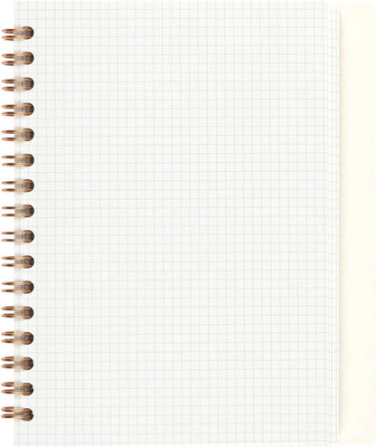 Maruman Septcouleur Grid Notebook- A5, 8.35" x 6.22", 100 Sheets / 200 Pages, 3mm Graph Paper Journal, Durable Rose Gold Wire-bound Spiral, Water Resistant Cover, Spicy Coral Pink, Made in Japan