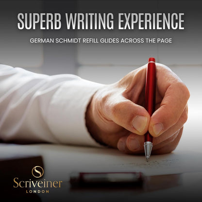 Scriveiner Midnight Blue Rollerball Pen - Stunning Blue Lacquer Luxury Pen, Chrome Finish, Schmidt Ink Refills, Men & Women, Professional, Executive Office, Nice Pen