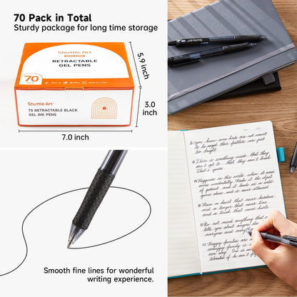 Shuttle Art Black Gel Pens, 100 Pack Retractable Medium Point Rollerball Gel Ink Pens Smooth Writing with Comfortable Grip for Office School Home Work