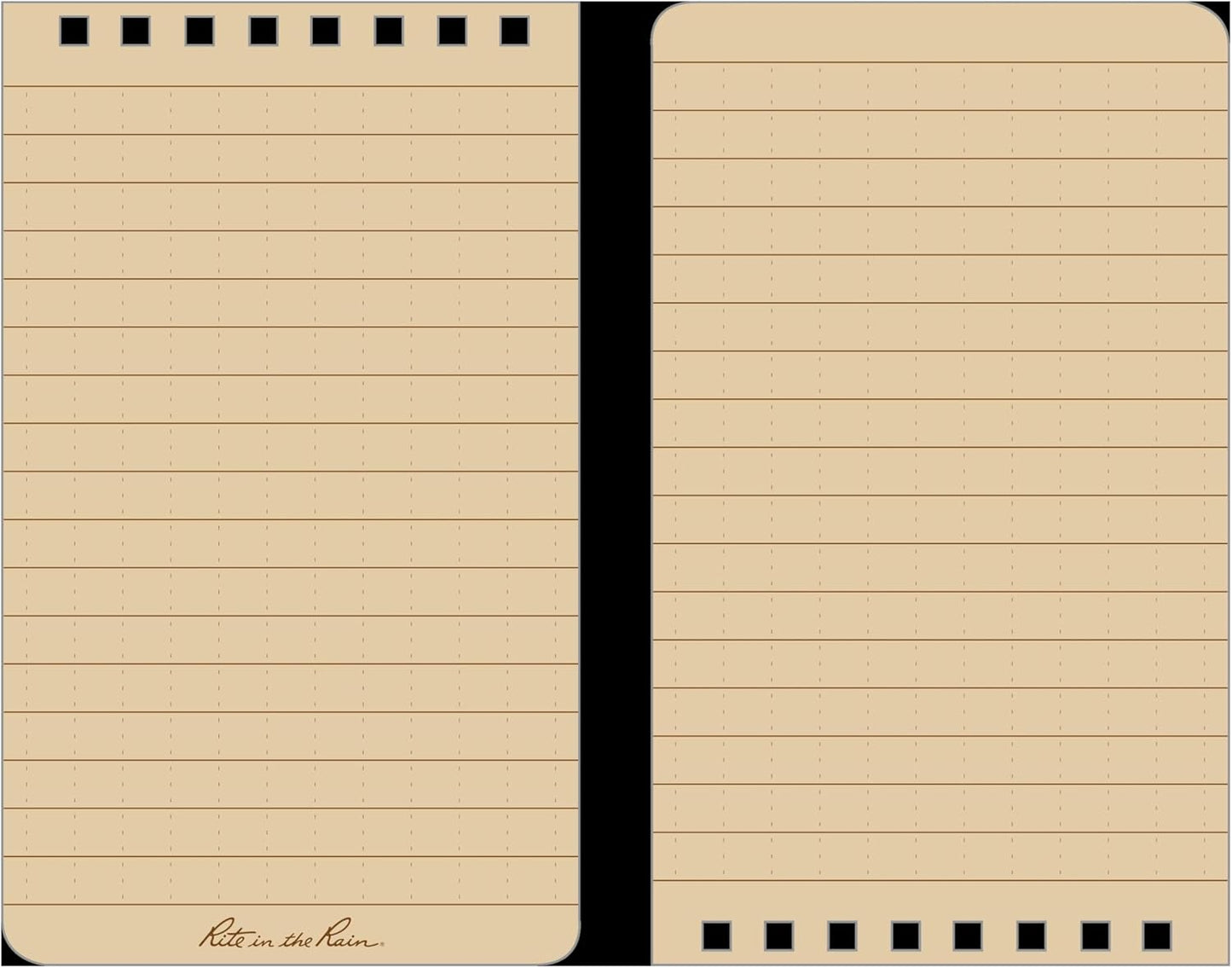 Rite in the Rain Weatherproof Top Spiral Notebook, 3" x 5", Black Cover, Universal Pattern, 3 Pack (No. 735-3X)