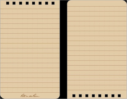 Rite in the Rain Weatherproof Top Spiral Notebook, 3" x 5", Black Cover, Universal Pattern, 3 Pack (No. 735-3X)