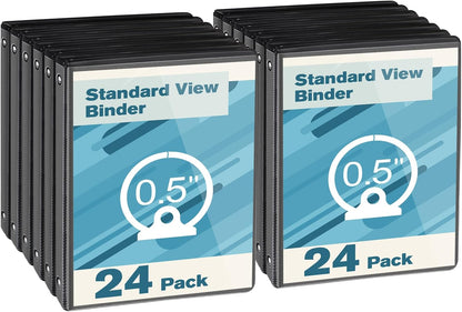 CIXILDTS 0.5-inch Round Ring Binder, Durable 1/2" 3 Ring Binder Fit Letter Size Paper, Presentation View Binders, White,12-Pack