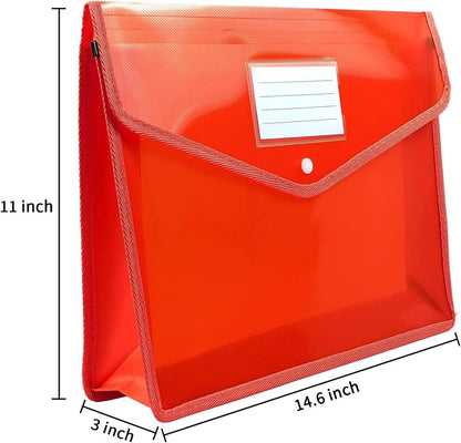 YoeeJob Plastic File Folders Legal Size Expandable Document Folder with Snap Button Closure, A4 Expanding File Wallet Envelopes Pouch with Label Pocket, 2 Packs, Black