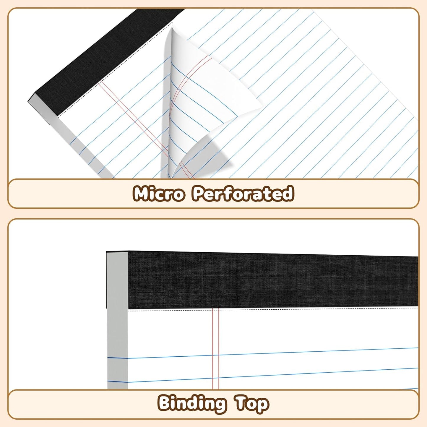 5x8 Legal Pads Writing Pad Note Pads, 8 Pack College Ruled Lined Paper Pad, White Perforated Notebook, Premium Notepads for School Office Home, 30 Sheets/Pack