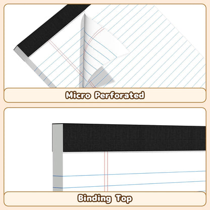 5x8 Legal Pads Writing Pad Note Pads, 8 Pack College Ruled Lined Paper Pad, White Perforated Notebook, Premium Notepads for School Office Home, 30 Sheets/Pack