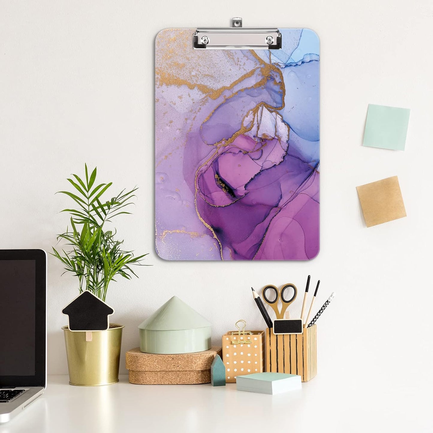 Hongri Plastic Cute Clipboard, Letter Size for Students, Teacher, Woman and Kids, Low Profile Clip, Decorative Pattern, Size 9 x 12.5 in, Dream Marble