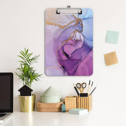 Hongri Plastic Cute Clipboard, Letter Size for Students, Teacher, Woman and Kids, Low Profile Clip, Decorative Pattern, Size 9 x 12.5 in, Dream Marble