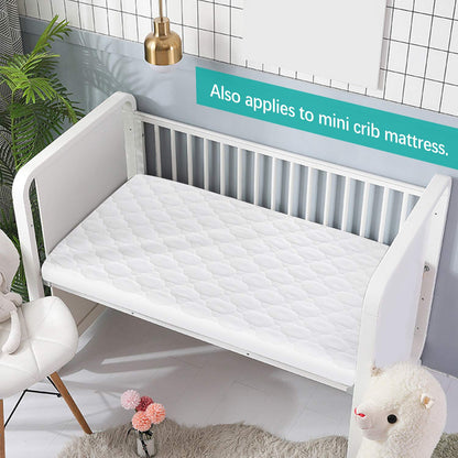 Crib Mattress Protector Sheets Waterproof 2 Pack, Quilted Crib Mattress Pad Cover Fitted Fits for Toddler Bed Mattress, White, 52” x 28”