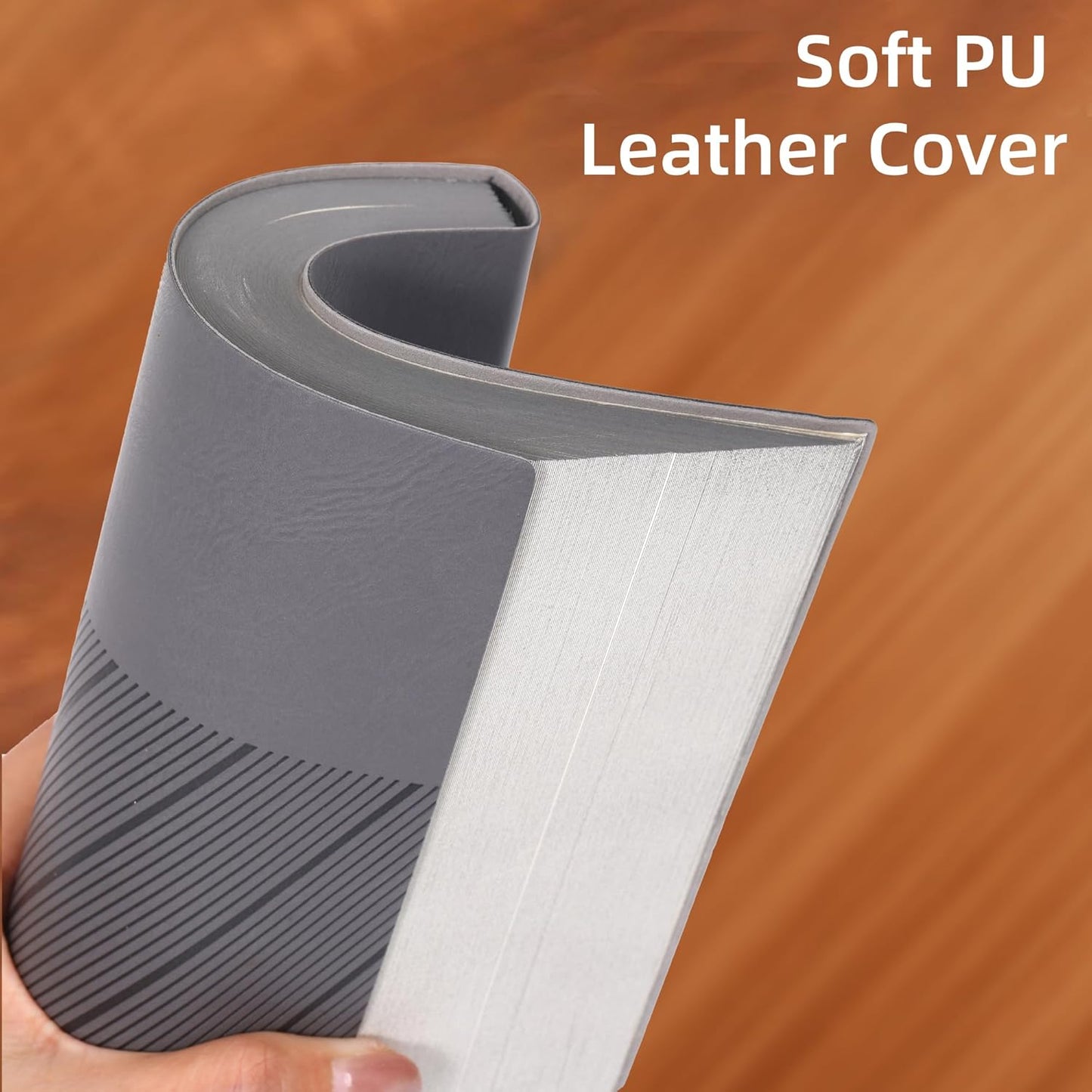 BOBO RABBIT Softcover Lined Journal Notebook 348 Pages Lay-Flat Bound Soft Leather Journaling Notebook for for Writing Work School Office Note Taking, 5.75"x8.31" Grey