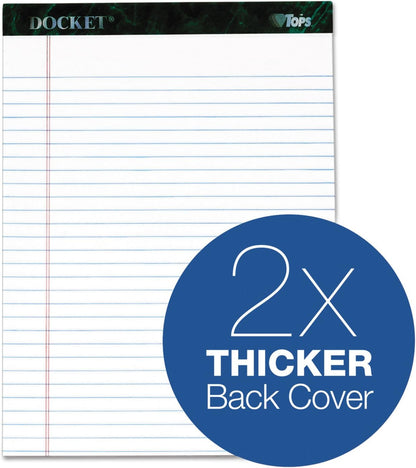 TOPS Docket Writing Tablet, 8-1/2 x 11-3/4 Inches, Perforated, Canary, Legal/Wide Rule, 50 Sheets per Pad, 6 Pads per Pack (63406)