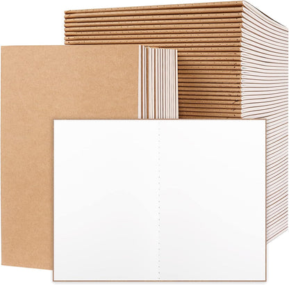 EOOUT 24 Pack Blank Kraft Notebooks, A5 Journals Notebook Bulk, Unlined Paper Sketchbooks, 8.3x5.5in 60 Pages Travel Journal Set for Journaling, Student, Kids, Writing