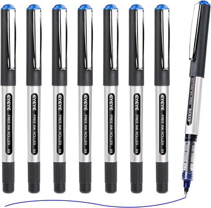 EYEYE 25 Pack 0.5mm Blue Rollerball Pens Extra Fine Point Quick Dry, Liquid Ink Pens Fine Point Smooth Writing Pen for Journaling, Note Taking, Office, School Supplies