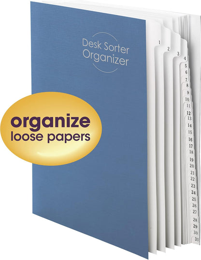 Smead Expandable Office Desk File Sorter, Office Supplies, Alphabetic (A-Z) Desk Organizer, 20 Indexing Dividers, Laminated Tabs, Letter Size, Dark Blue, Office Desk Accessories (89282)