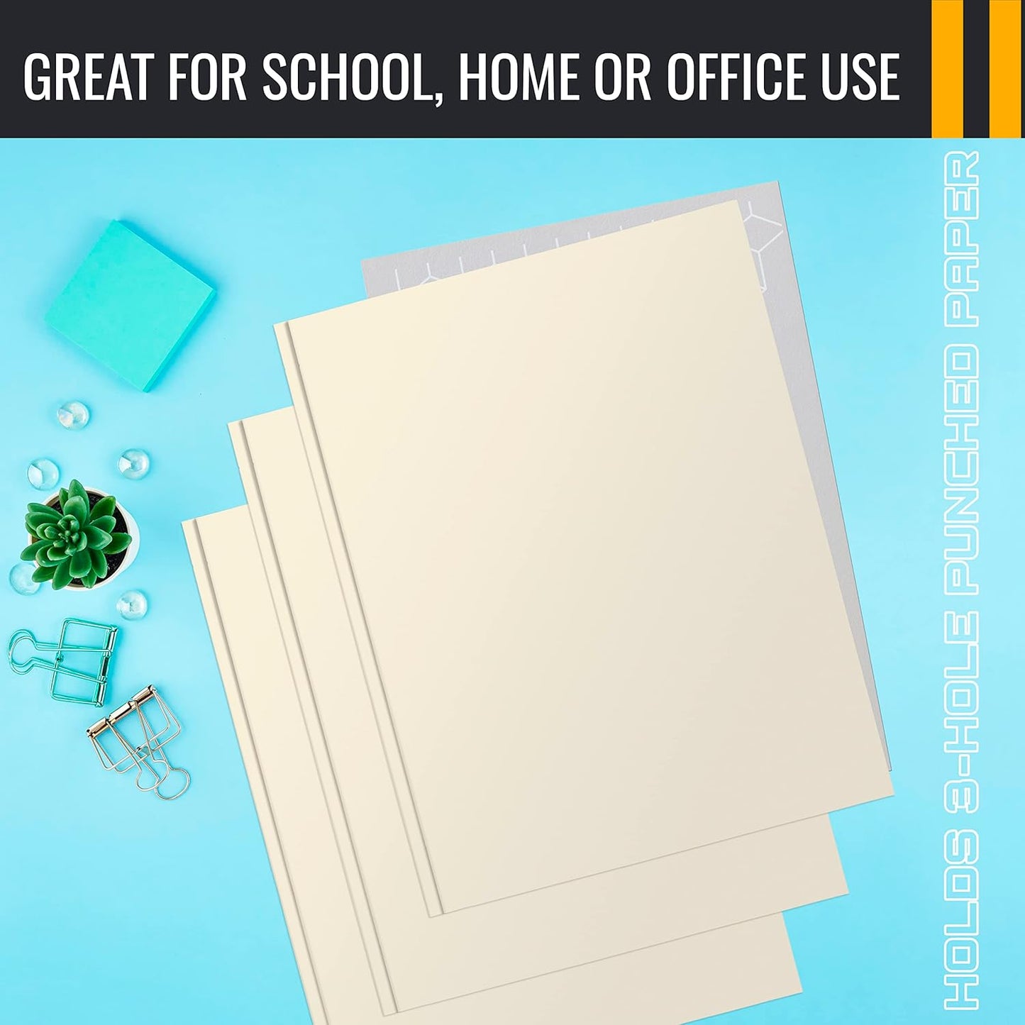 Better Office Products Blue Paper 2 Pocket Folders with Prongs, 50 Pack, Matte Texture, Letter Size Paper Folders, 50 Pack, with 3 Metal Prong Fastener Clips, Blue