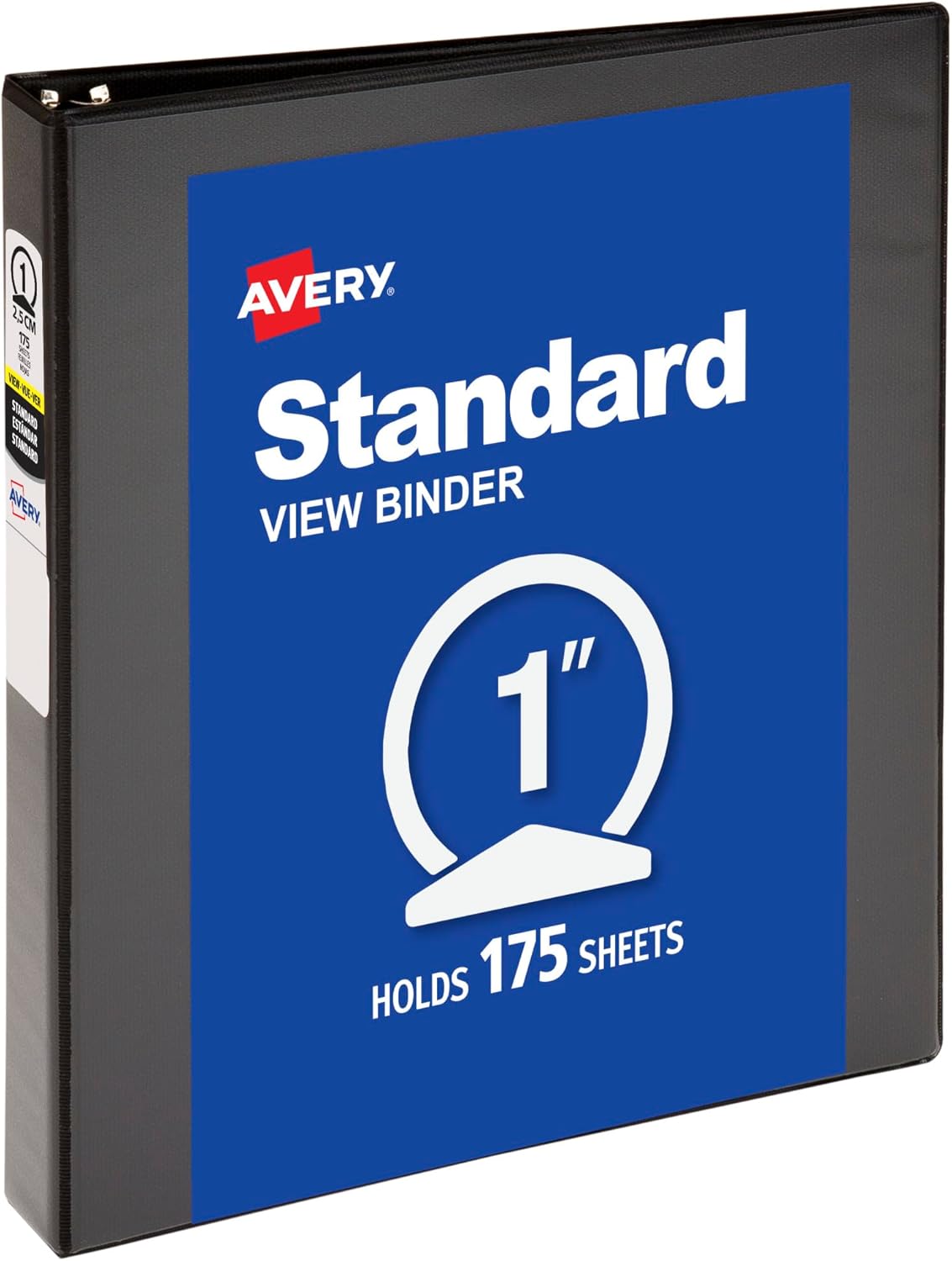 Avery Standard View 3 Ring Binder, 0.5" Round Rings, 100-Sheet Capacity, 0.7 Inch Wide Spine, 1 Black Binder, Ideal for Lightweight Organization and Occasional Referencing (05705)