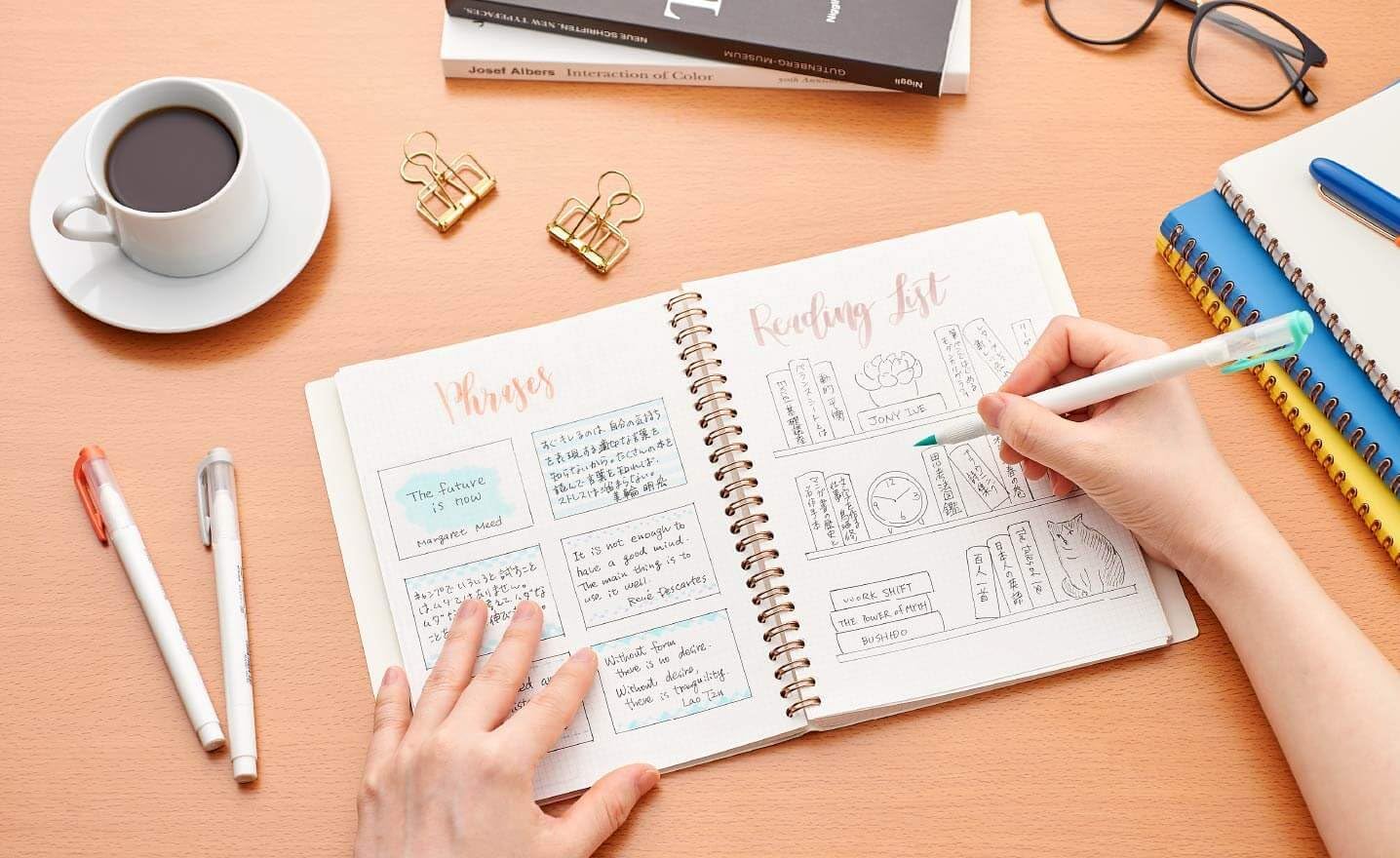 Maruman Septcouleur Grid Notebook- A5, 8.35" x 6.22", 100 Sheets / 200 Pages, 3mm Graph Paper Journal, Durable Rose Gold Wire-bound Spiral, Water Resistant Cover, Spicy Coral Pink, Made in Japan
