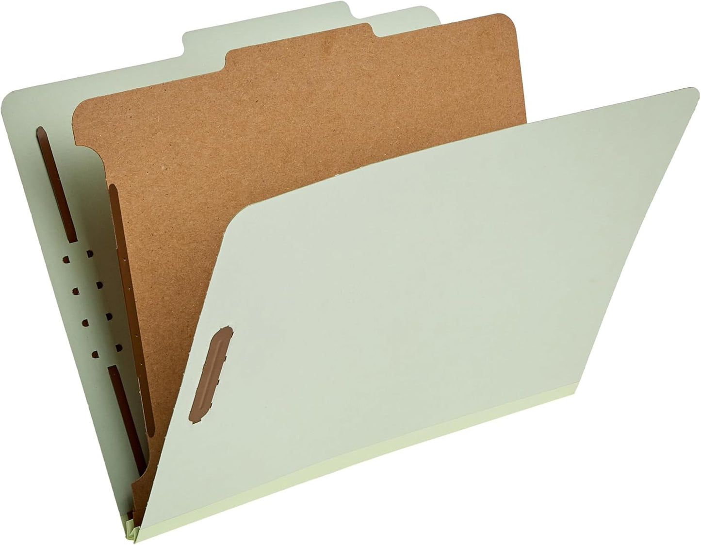Amazon Basics Classification Folder with Prongs, 100% Recycled, 2 Dividers, 2" Embedded Fasteners, Letter Size, for Documents Organization, Light Blue, 10 Count