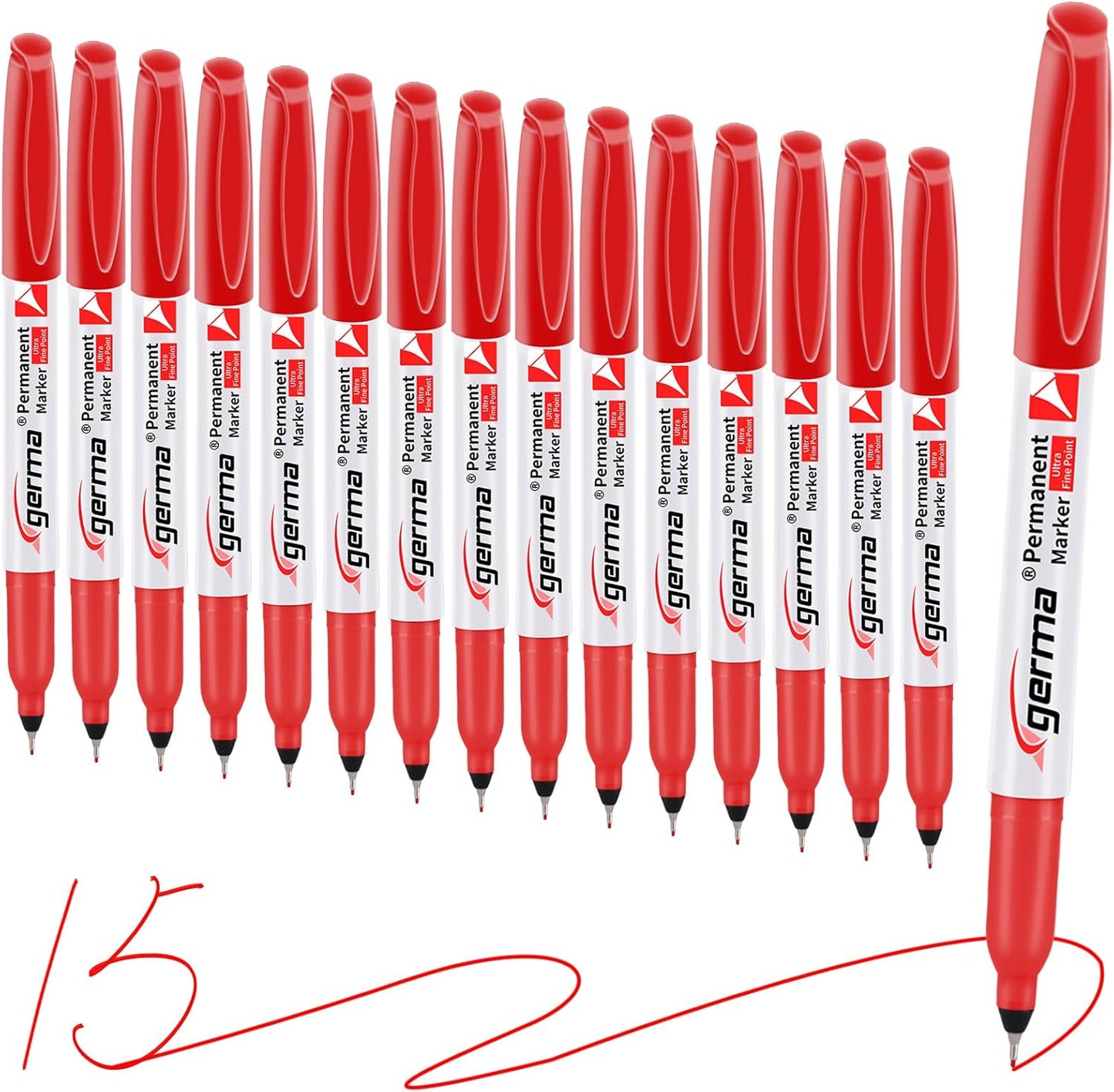 Cgerma Ultra Fine Point Permanent Markers Black, 18 Pack Ultra Fine Tip Markers, Waterproof, Quickly Dry, No bleed, Works on Plastic, Wood,Stone, Metal and Glass for School Office Home