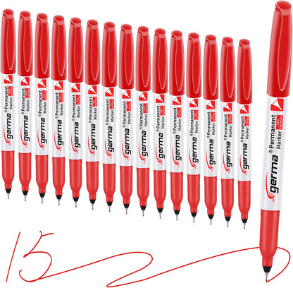 Cgerma Ultra Fine Point Permanent Markers Black, 18 Pack Ultra Fine Tip Markers, Waterproof, Quickly Dry, No bleed, Works on Plastic, Wood,Stone, Metal and Glass for School Office Home