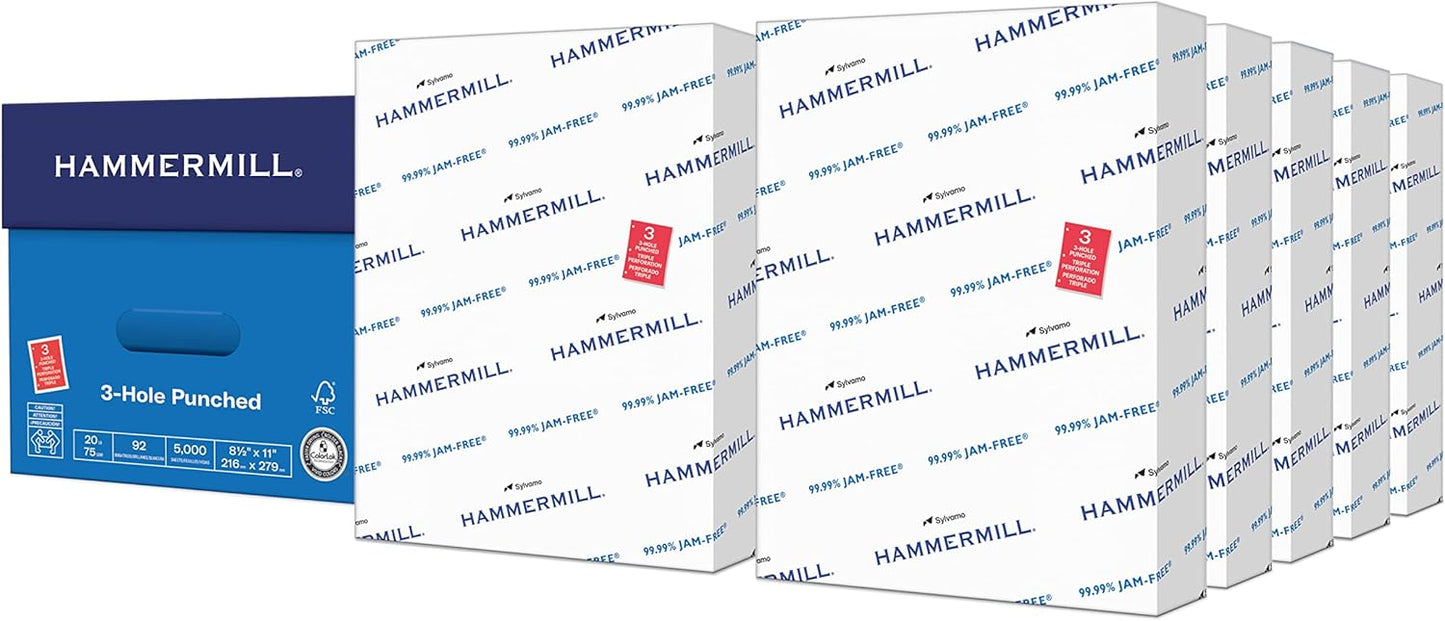 Hammermill Printer Paper, 20 lb Copy Paper, 8.5 x 11-3 Ream (1,500 Sheets) - 92 Bright, Made in the USA
